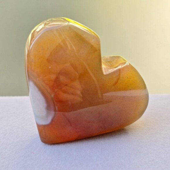 Cherry Blossom Agate Crystal Heart ✦ 41g Natural Healing Palm Stone w/ Inclusion - Picture 8 of 13